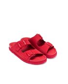 Mules en velours de cuir Alberto rouges