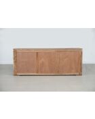 Anrichte aus massivem Holz, zweifarbig geschnitzt, 200 x 45 x 80 cm, Mayagelb/Gold