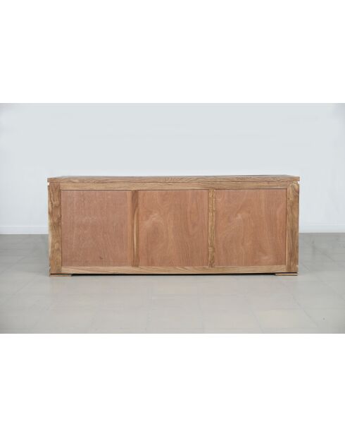Anrichte aus massivem Holz, zweifarbig geschnitzt, 200 x 45 x 80 cm, Mayagelb/Gold