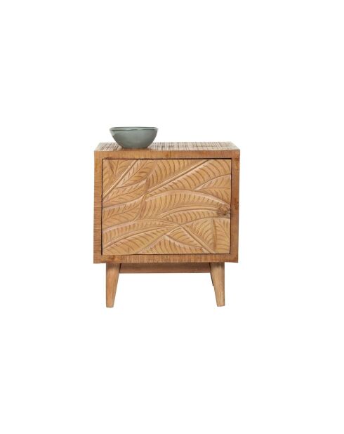 Chevet droit sculpté Manguier Floria II marron  - 42 x 45 x 50 cm