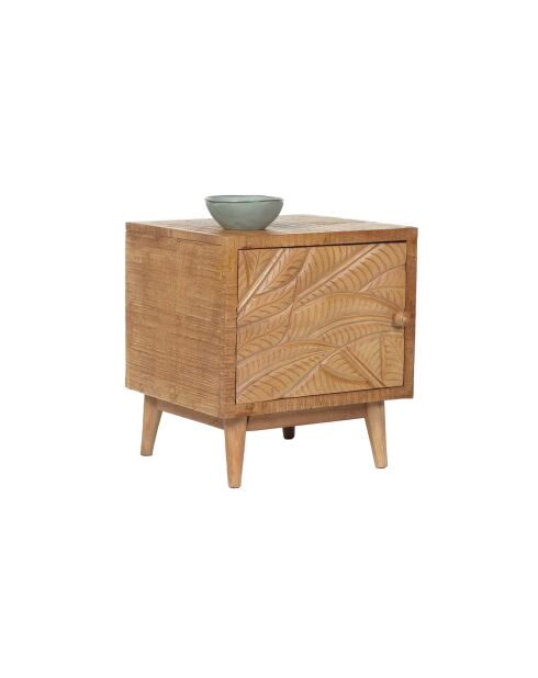 Chevet droit sculpté Manguier Floria II marron  - 42 x 45 x 50 cm