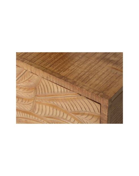 Chevet droit sculpté Manguier Floria II marron  - 42 x 45 x 50 cm