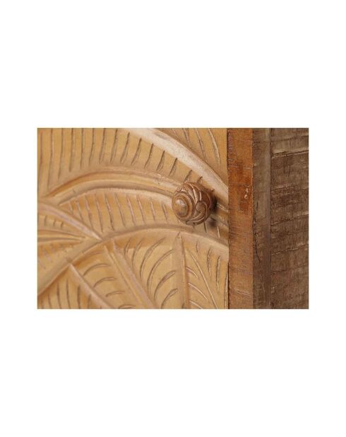 Chevet droit sculpté Manguier Floria II marron  - 42 x 45 x 50 cm