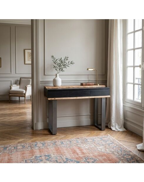 Acacia Black II Mehrfarbige Konsole mit 3 Schubladen, 115 x 40 x 80 cm