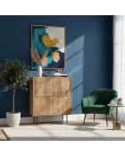 Hohes Sideboard aus geschnitztem Holz 4 Türen Manguier Maglan II beige - 92 x 40 x 110 cm