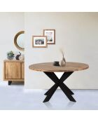 Runder Couchtisch mit Akazienmotiv, 90 x 90 x 45 cm, mehrfarbig