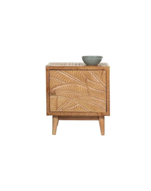 Chevet gauche sculpté Manguier Floria II marron  - 42 x 45 x 50 cm