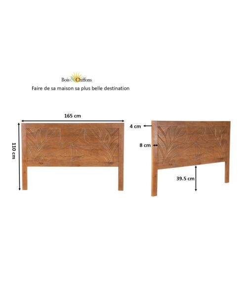 Tête de lit bois sculpté Manguier Floria II marron  - 165 x 4 x 110 cm