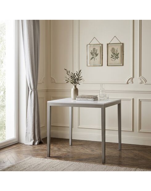 Table de présentation en bois de acacia massif  Display gris / argent  - 100 x 100 x 90 cm