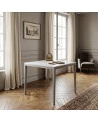 Table de présentation en bois de acacia massif  Display gris / argent  - 100 x 100 x 90 cm