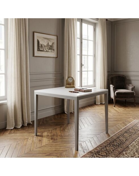 Table de présentation en bois de acacia massif  Display gris / argent  - 100 x 100 x 90 cm