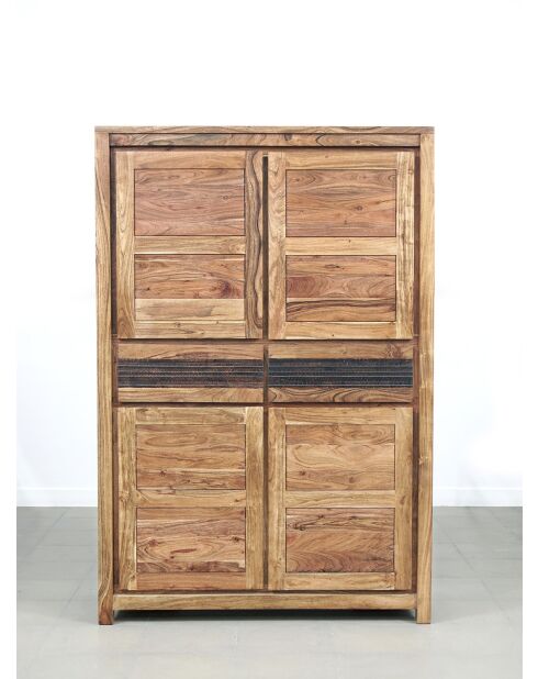 Hohes Sideboard mit 4 Türen und 2 Schubladen, Tattoo, natur/mehrfarbig, 117 x 45 x 174 cm