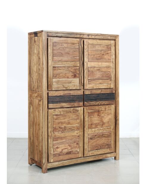 Hohes Sideboard mit 4 Türen und 2 Schubladen, Tattoo, natur/mehrfarbig, 117 x 45 x 174 cm