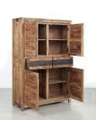 Hohes Sideboard mit 4 Türen und 2 Schubladen, Tattoo, natur/mehrfarbig, 117 x 45 x 174 cm