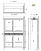 Hohes Sideboard mit 4 Türen und 2 Schubladen, Tattoo, natur/mehrfarbig, 117 x 45 x 174 cm
