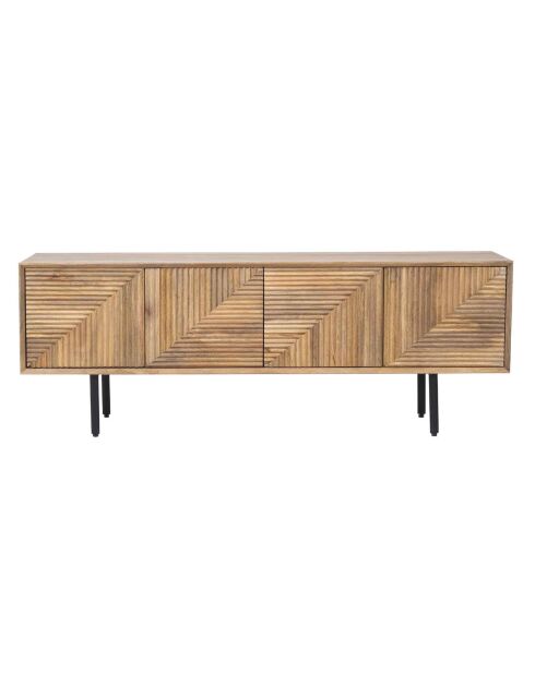 Fernsehtisch aus geschnitztem Holz mit 4 Türen Manguier Maglan II beige - 140 x 40 x 50 cm