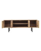 Gesneden houten tv-meubel met 4 deuren Manguier Maglan II beige - 140 x 40 x 50 cm