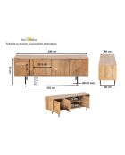 Gesneden houten tv-meubel met 4 deuren Manguier Maglan II beige - 140 x 40 x 50 cm