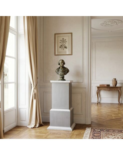 Espositore a colonna in legno massello di acacia grigio/argento - 46 x 46 x 105 cm