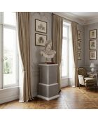 Espositore a colonna in legno massello di acacia grigio/argento - 46 x 46 x 105 cm