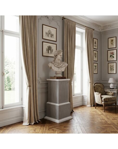 Espositore a colonna in legno massello di acacia grigio/argento - 46 x 46 x 105 cm