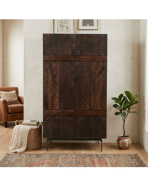 Moderner brauner Barschrank mit 2 Türen — 94 x 56 x 172 cm
