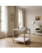 Petite table de présentation en bois de acacia massif  Display gris / argent  - 70 x 70 x 70 cm