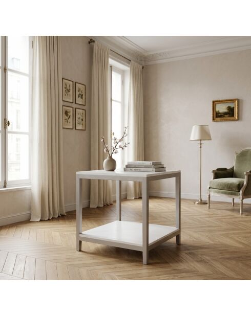 Petite table de présentation en bois de acacia massif  Display gris / argent  - 70 x 70 x 70 cm