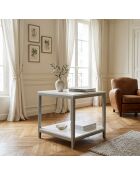 Petite table de présentation en bois de acacia massif  Display gris / argent  - 70 x 70 x 70 cm
