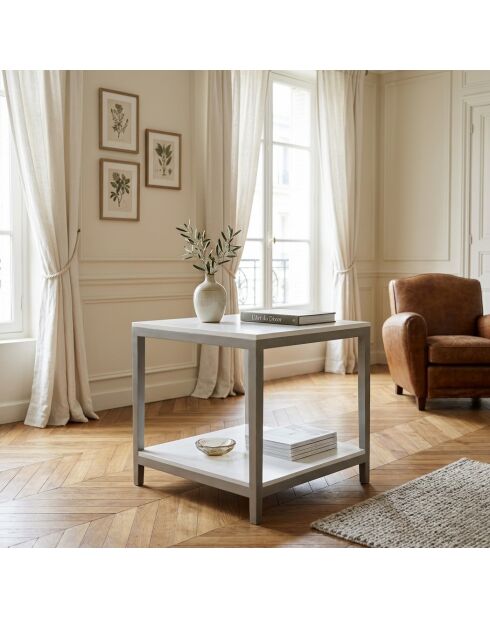 Petite table de présentation en bois de acacia massif  Display gris / argent  - 70 x 70 x 70 cm