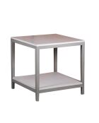Petite table de présentation en bois de acacia massif  Display gris / argent  - 70 x 70 x 70 cm