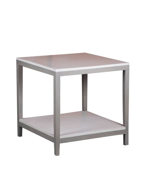 Petite table de présentation en bois de acacia massif  Display gris / argent  - 70 x 70 x 70 cm
