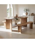 Eettafel met afgeronde rand Acacia Ellipse Natural beige - 203 x 102 x 76 cm