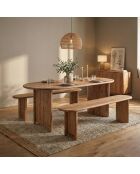 Eettafel met afgeronde rand Acacia Ellipse Natural beige - 203 x 102 x 76 cm