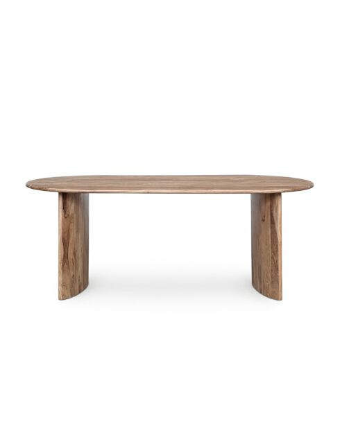 Eettafel met afgeronde rand Acacia Ellipse Natural beige - 203 x 102 x 76 cm