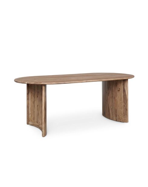 Eettafel met afgeronde rand Acacia Ellipse Natural beige - 203 x 102 x 76 cm