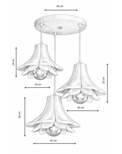 Lámpara LM 012 LT 30 de cobre - H.120cm