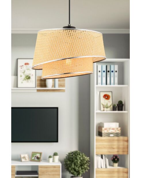 Kroonluchter Barette Hazeran kameel/zilver - H.65cm