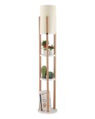 Circle Nora witte/natuurlijke vloerlamp - H.135cm