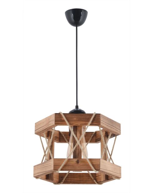 Brauner sechseckiger Antiquitäten-Kronleuchter - H.65cm