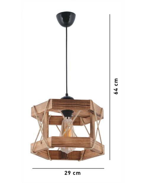 Brauner sechseckiger Antiquitäten-Kronleuchter - H.65cm