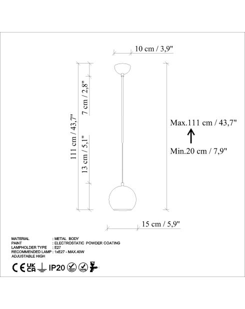 Lámpara Orbıt 15 16300 E burdeos - H.111cm