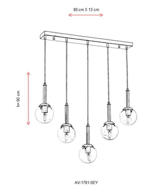 Lustre AV 1781 5EY antiquité - 90x80x13cm