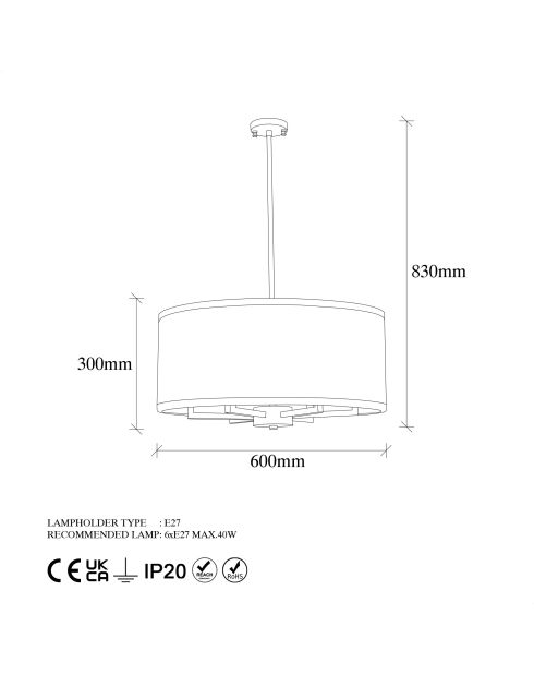Lustre Way 11655 ancien - 60x60x83cm