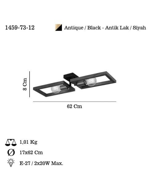 Lustre Era 73 12 antiquités/noir - H.9cm