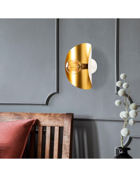 Sivani MR 840 Weiß/Goldene Wandleuchte - H.30cm