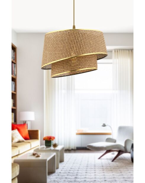 Kroonluchter Barette Hazeran beige/goud - H.65cm