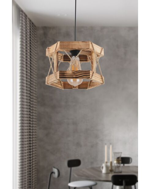 Natuurlijke zeshoekige kroonluchter - H.65cm
