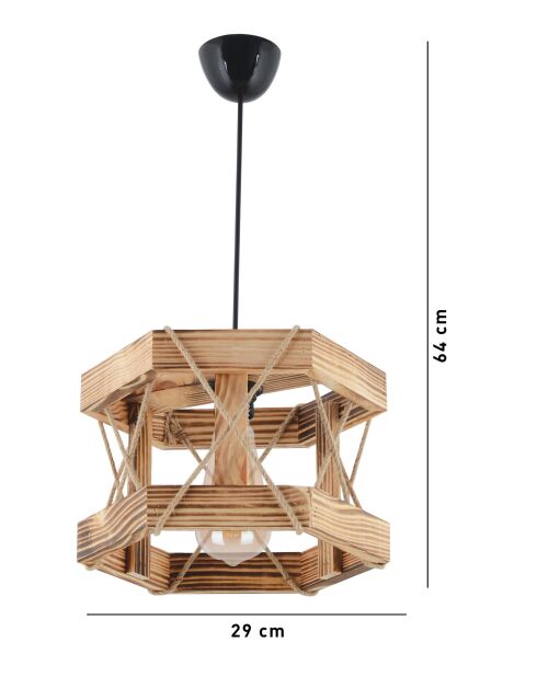 Natuurlijke zeshoekige kroonluchter - H.65cm