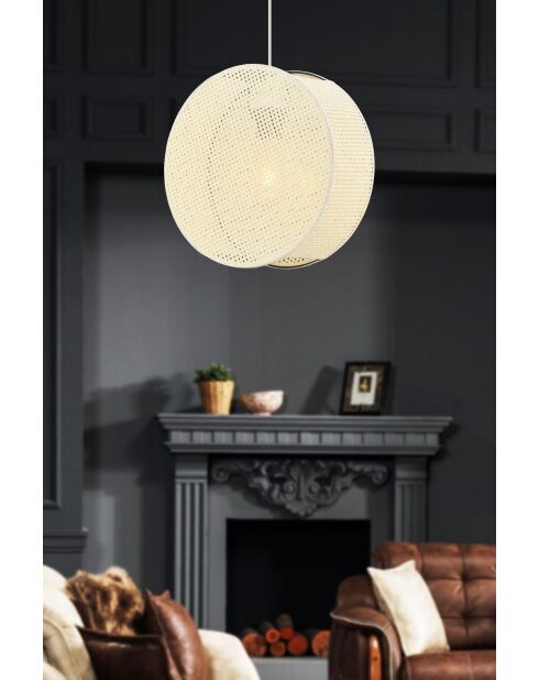 Lustre Big Drum beige/blanc - H.65cm